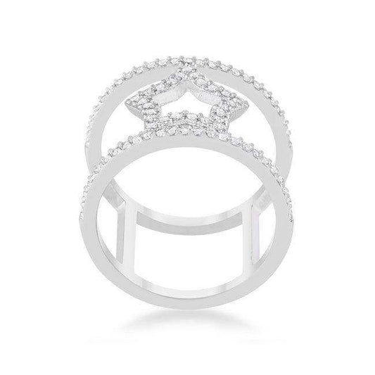 Nailey 0.75ct CZ Rhodium Star Contemporary Ring - JGI - Flyclothing LLC