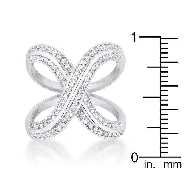 Christa 0.4ct CZ Rhodium Pave X Ring - JGI - Flyclothing LLC