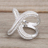 Christa 0.4ct CZ Rhodium Pave X Ring - JGI - Flyclothing LLC