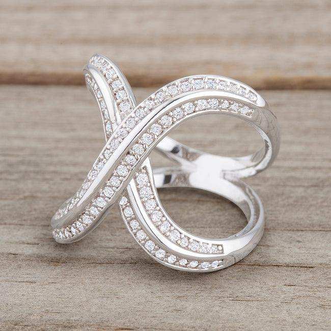 Christa 0.4ct CZ Rhodium Pave X Ring - JGI - Flyclothing LLC