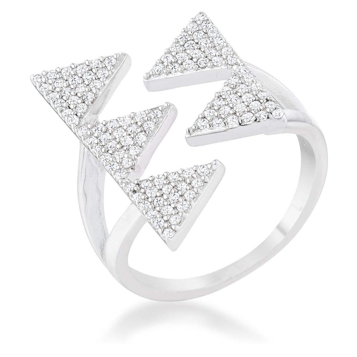 Nori 0.63ct CZ Rhodium Geometric Contemporary Ring - JGI - Flyclothing LLC