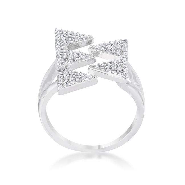 Nori 0.63ct CZ Rhodium Geometric Contemporary Ring - JGI - Flyclothing LLC
