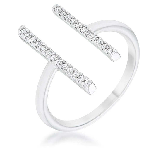 Sharna 12ct CZ Rhodium Parallel Contemporary Ring - JGI - Flyclothing LLC
