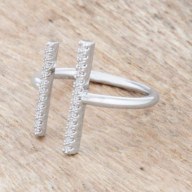 Sharna 12ct CZ Rhodium Parallel Contemporary Ring - JGI - Flyclothing LLC