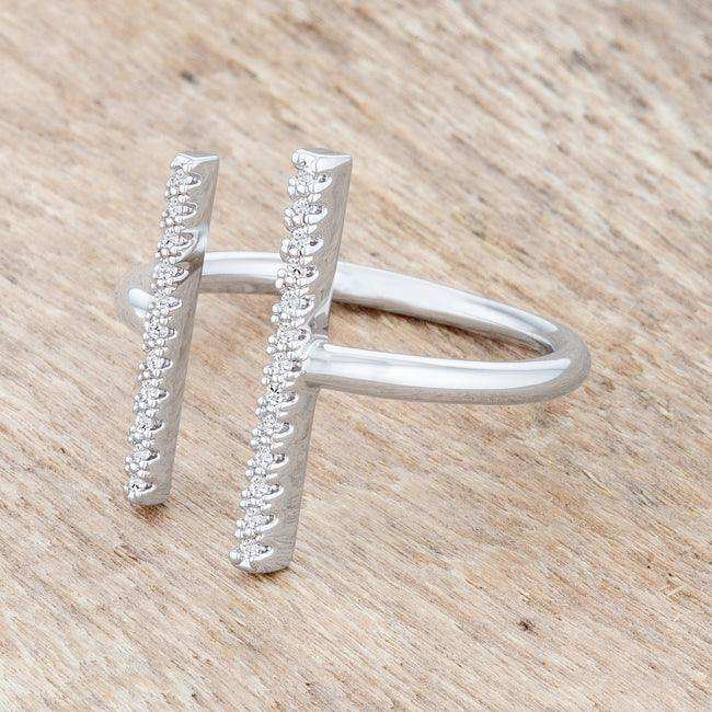 Sharna 12ct CZ Rhodium Parallel Contemporary Ring - JGI - Flyclothing LLC