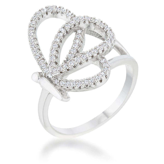 Bea 0.4ct CZ Rhodium Pave Butterfly Ring - JGI - Flyclothing LLC