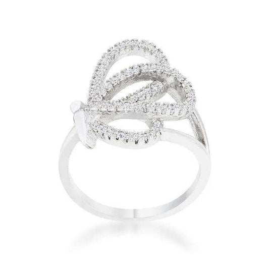Bea 0.4ct CZ Rhodium Pave Butterfly Ring - JGI - Flyclothing LLC