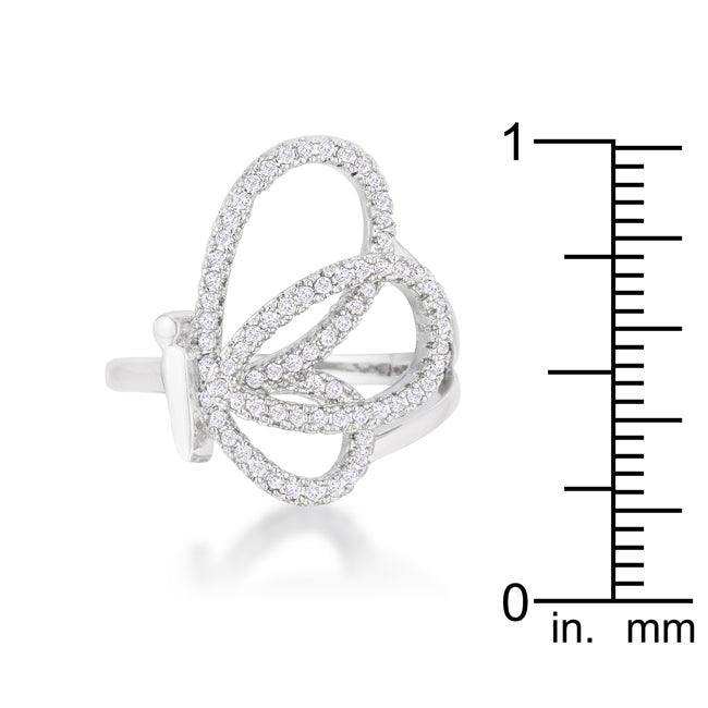 Bea 0.4ct CZ Rhodium Pave Butterfly Ring - JGI - Flyclothing LLC