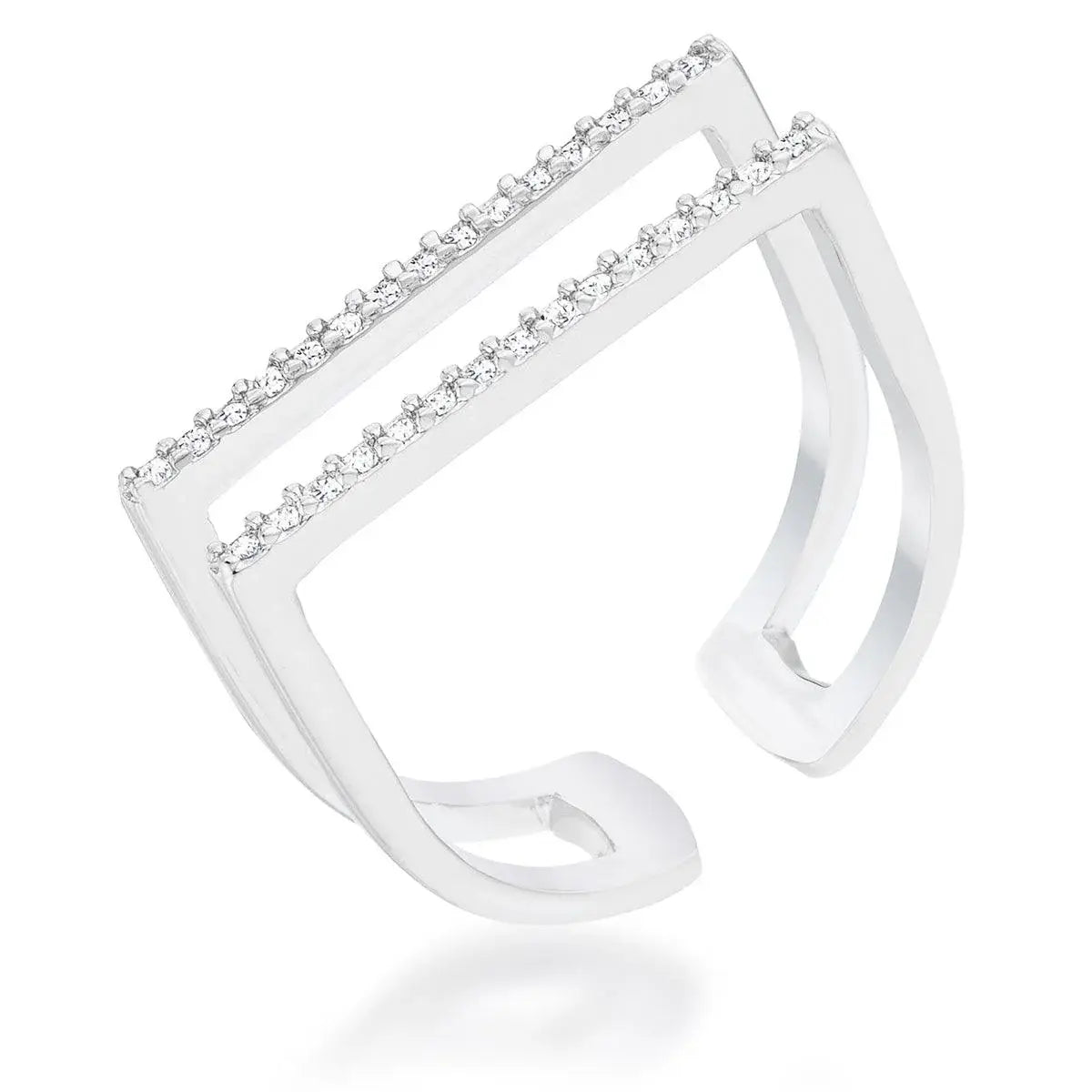 Jenn 0.2ct CZ Rhodium Pave Parallel Ring - JGI - Flyclothing LLC