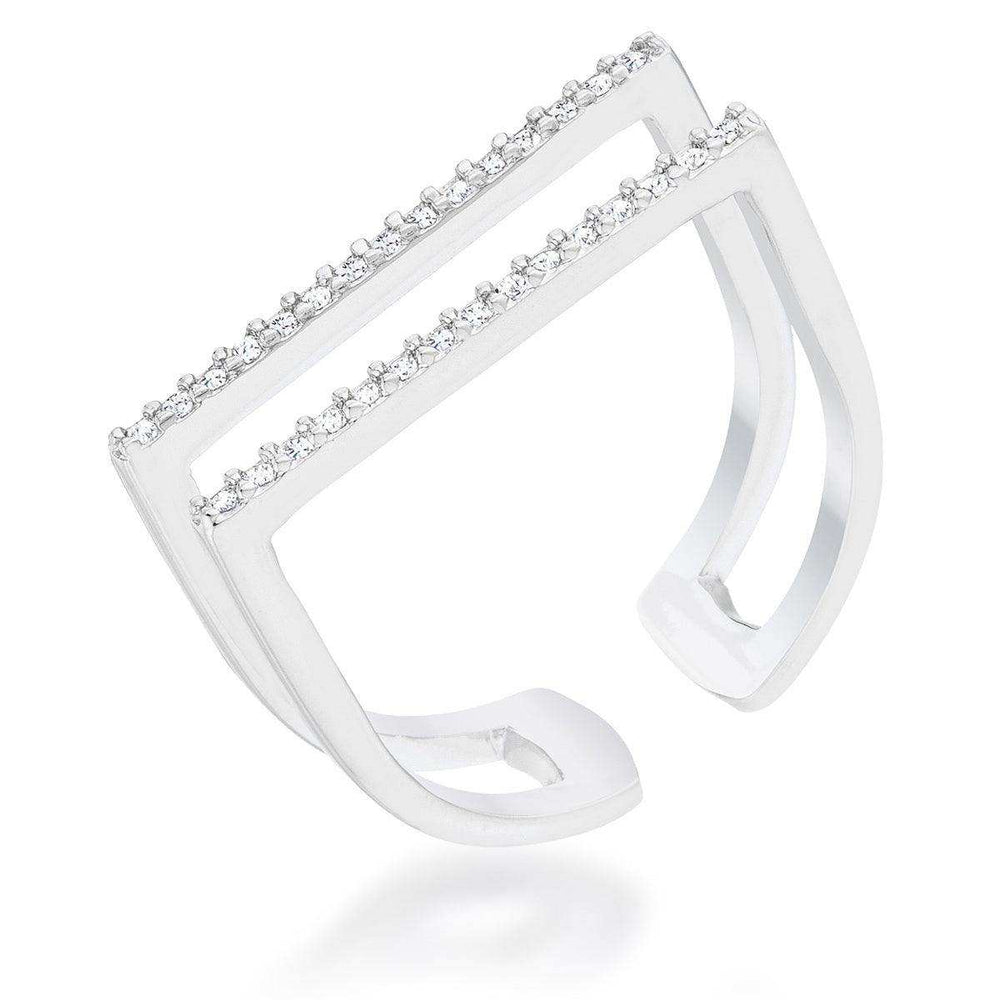 Jenn 0.2ct CZ Rhodium Pave Parallel Ring - JGI - Flyclothing LLC