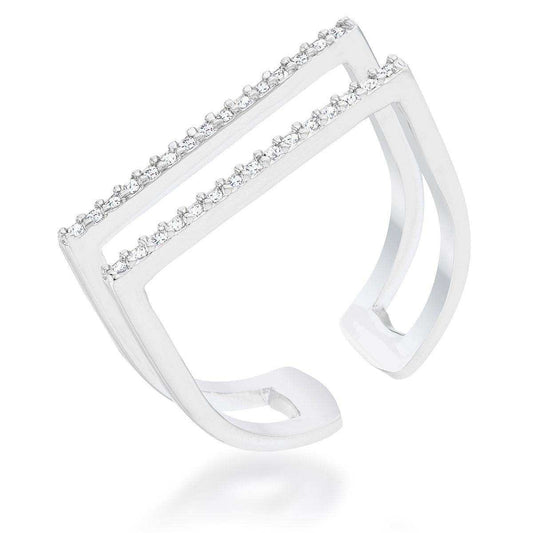 Jenn 0.2ct CZ Rhodium Pave Parallel Ring - JGI - Flyclothing LLC
