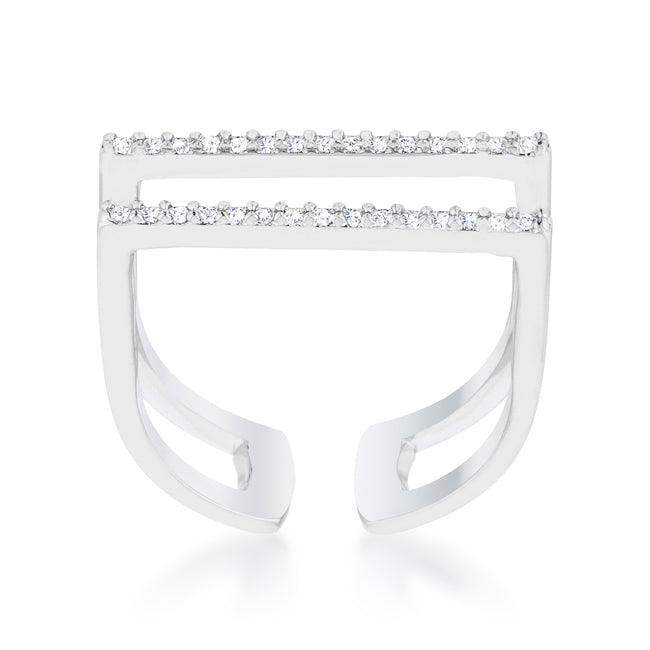 Jenn 0.2ct CZ Rhodium Pave Parallel Ring - JGI - Flyclothing LLC