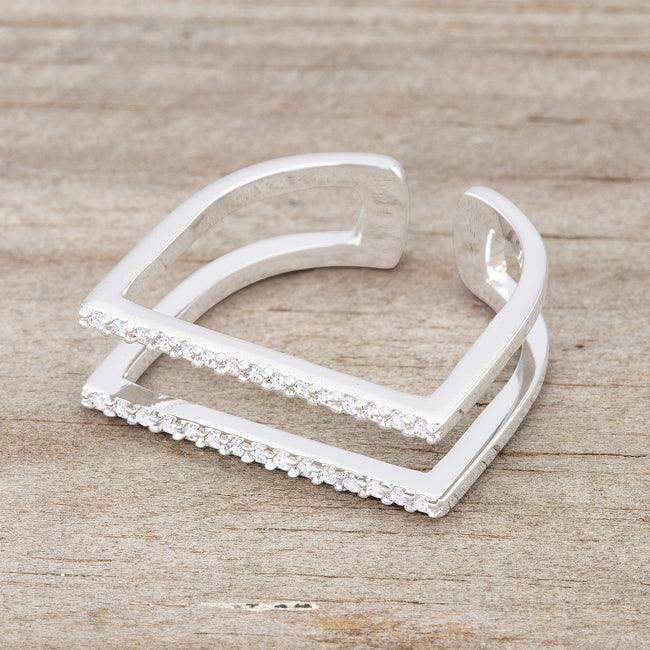 Jenn 0.2ct CZ Rhodium Pave Parallel Ring - JGI - Flyclothing LLC