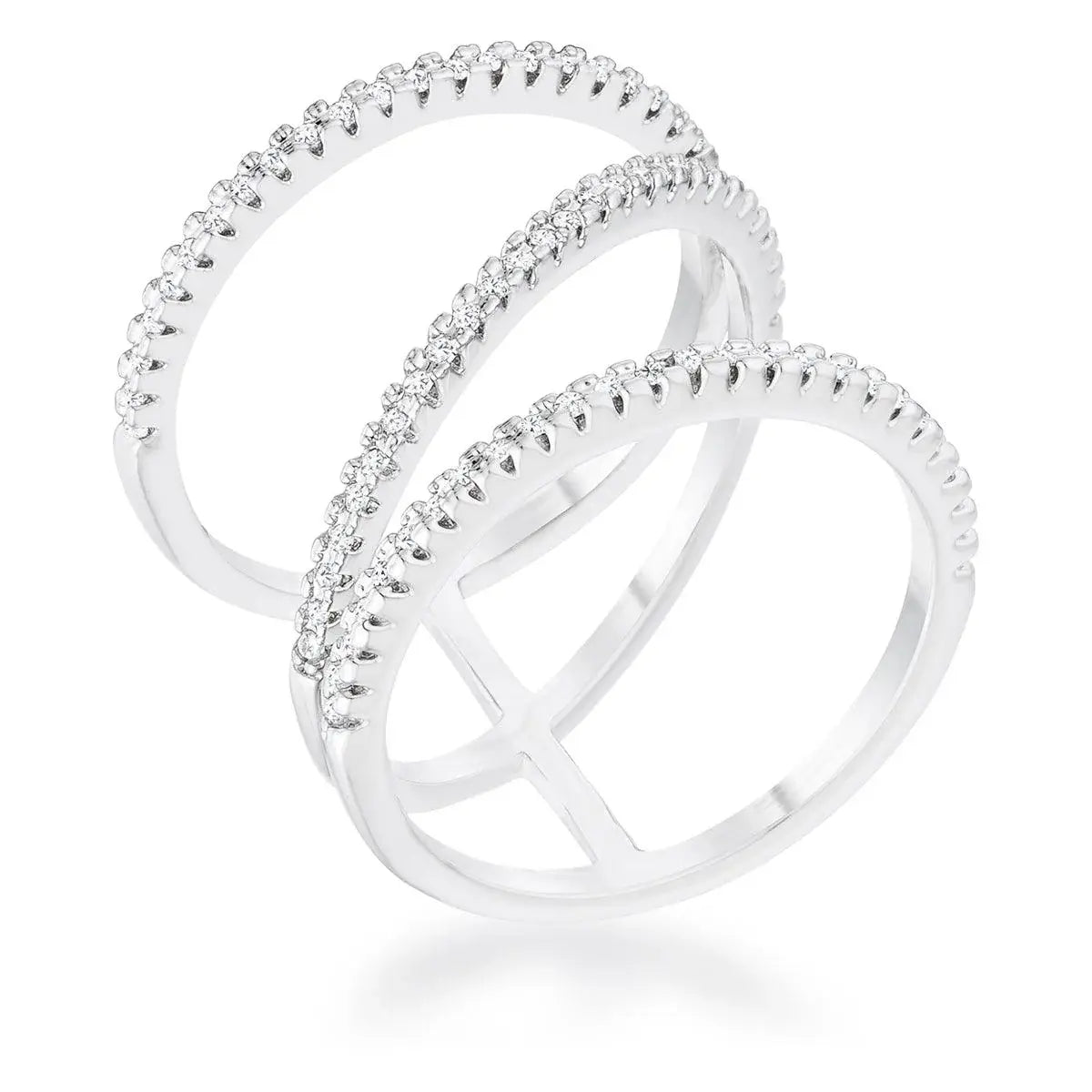 Shauna 0.4ct CZ Rhodium Wide Contemporary Ring - JGI - Flyclothing LLC