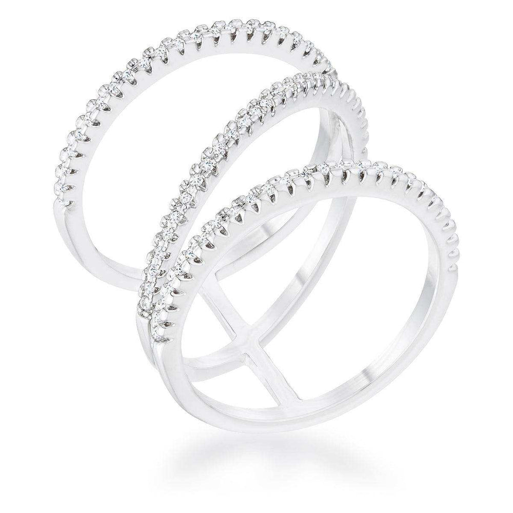 Shauna 0.4ct CZ Rhodium Wide Contemporary Ring - JGI - Flyclothing LLC