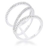 Shauna 0.4ct CZ Rhodium Wide Contemporary Ring - JGI - Flyclothing LLC