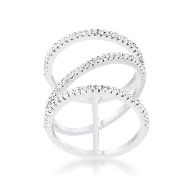 Shauna 0.4ct CZ Rhodium Wide Contemporary Ring - JGI - Flyclothing LLC