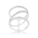 Shauna 0.4ct CZ Rhodium Wide Contemporary Ring - JGI - Flyclothing LLC