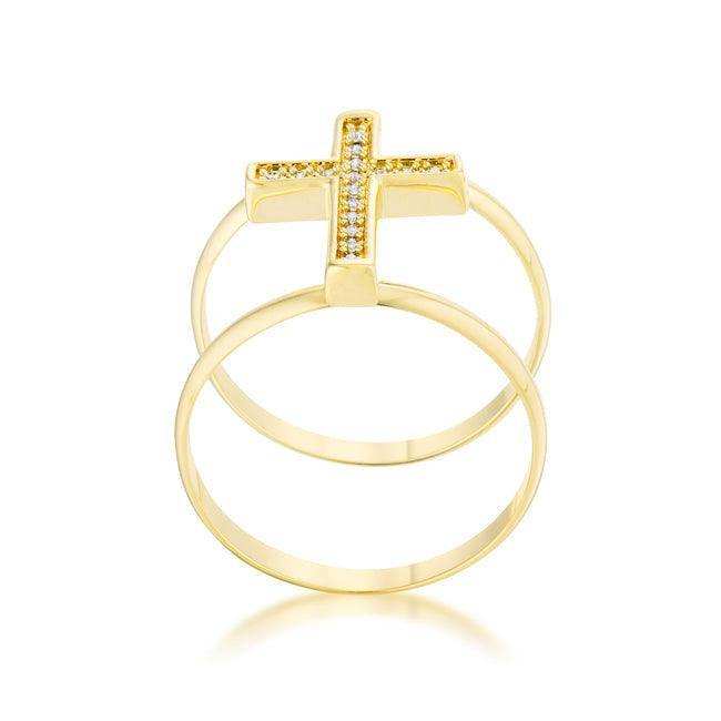 Francis 0.08ct CZ 14k Gold Contemporary Cross Ring - JGI - Flyclothing LLC
