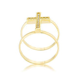 Francis 0.08ct CZ 14k Gold Contemporary Cross Ring - JGI - Flyclothing LLC
