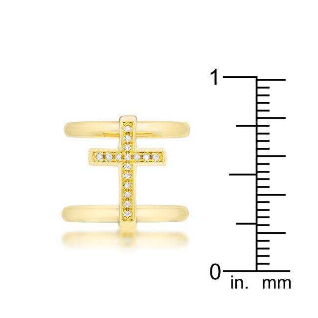 Francis 0.08ct CZ 14k Gold Contemporary Cross Ring - JGI - Flyclothing LLC