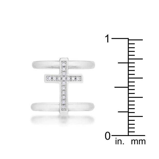 Francis 0.08ct CZ Rhodium Contemporary Cross Ring - JGI - Flyclothing LLC