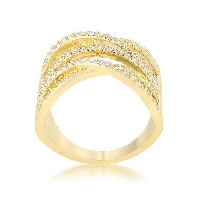 Greta 0.57ct CZ 14k Gold Wide Cocktail Cable Ring - JGI - Flyclothing LLC