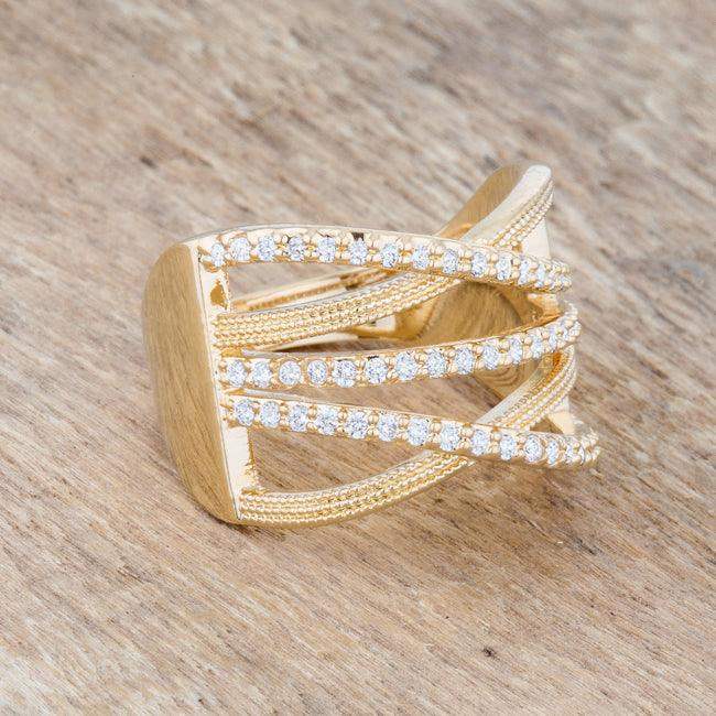 Greta 0.57ct CZ 14k Gold Wide Cocktail Cable Ring - JGI - Flyclothing LLC