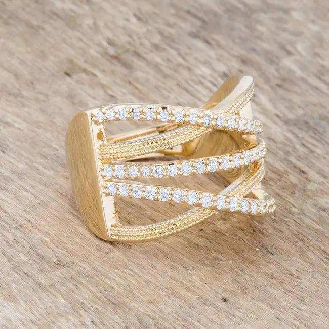 Greta 0.57ct CZ 14k Gold Wide Cocktail Cable Ring - JGI - Flyclothing LLC