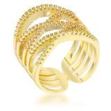 Mandy 0.6ct CZ 14k Gold Contemporary Wide Ring - JGI - Flyclothing LLC