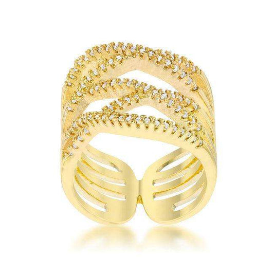 Mandy 0.6ct CZ 14k Gold Contemporary Wide Ring - JGI - Flyclothing LLC