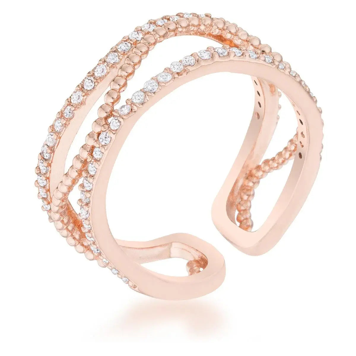 Marina 0.5ct CZ Rose Gold Abstract Cuff Ring - JGI - Flyclothing LLC