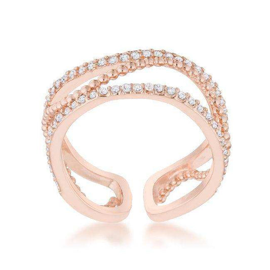 Marina 0.5ct CZ Rose Gold Abstract Cuff Ring - JGI - Flyclothing LLC