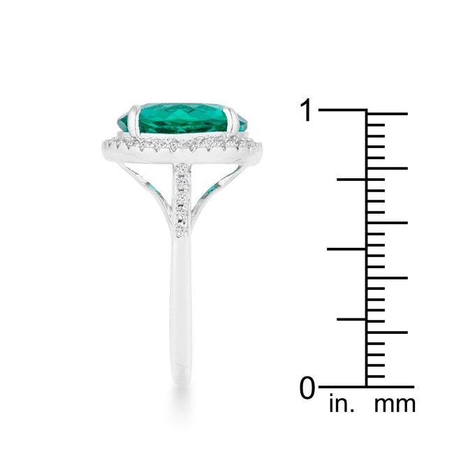 Emie 7.3ct Blue Green CZ Rhodium Classic Ring - Flyclothing LLC