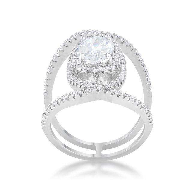 Maura 2.4ct CZ Rhodium Contemporary Cocktail Ring - JGI - Flyclothing LLC