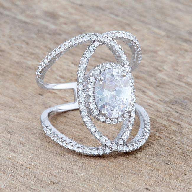Maura 2.4ct CZ Rhodium Contemporary Cocktail Ring - JGI - Flyclothing LLC
