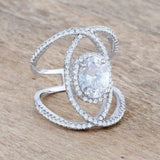 Maura 2.4ct CZ Rhodium Contemporary Cocktail Ring - JGI - Flyclothing LLC