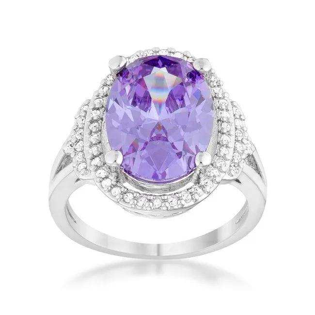 Melanie 5.95ct Amethyst CZ Rhodium Cocktail Ring - JGI - Flyclothing LLC