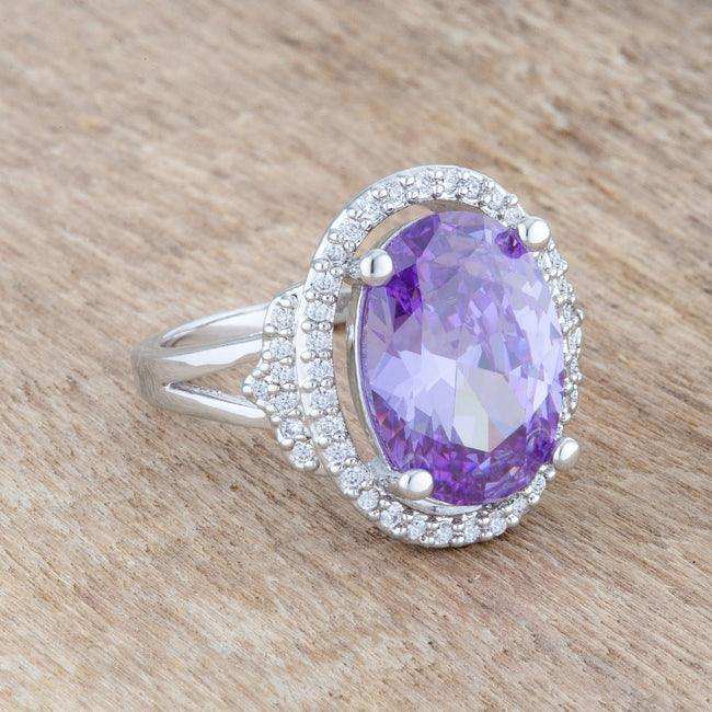 Melanie 5.95ct Amethyst CZ Rhodium Cocktail Ring - JGI - Flyclothing LLC