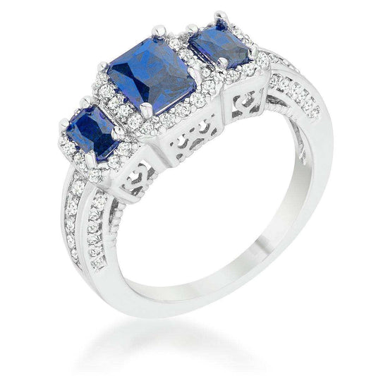 Rita 2.3ct Sapphire CZ Rhodium Classic Trio Ring - JGI - Flyclothing LLC