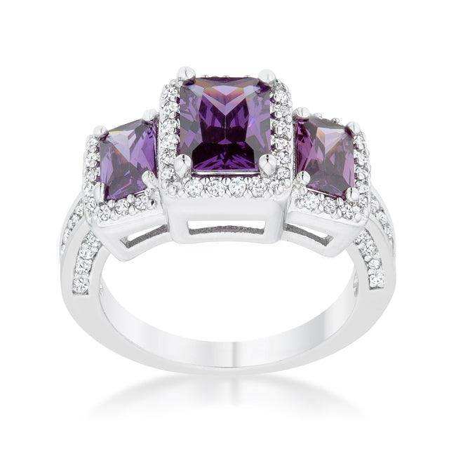 Rita 2.3ct Amethyst CZ Rhodium Classic Trio Ring - JGI - Flyclothing LLC