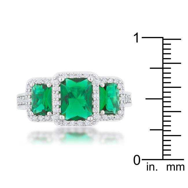 Rita 2.3ct Emerald CZ Rhodium Classic Trio Ring - JGI - Flyclothing LLC
