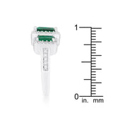Rita 2.3ct Emerald CZ Rhodium Classic Trio Ring - JGI - Flyclothing LLC