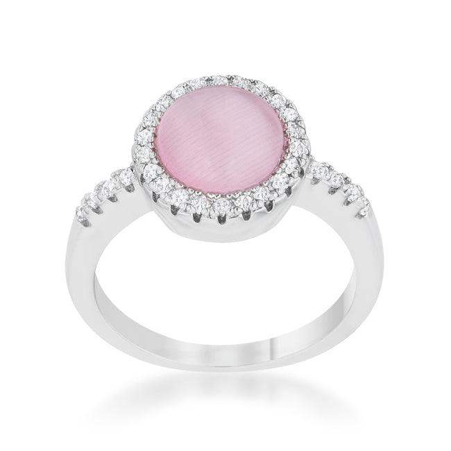 Patricia 0.3ct CZ Pink Cats Eye Rhodium Classic Ring - JGI - Flyclothing LLC