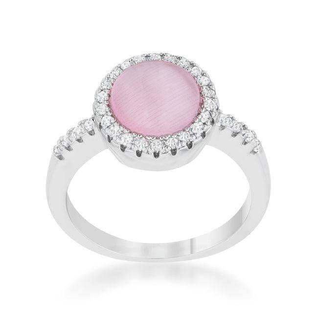 Patricia 0.3ct CZ Pink Cats Eye Rhodium Classic Ring - JGI - Flyclothing LLC