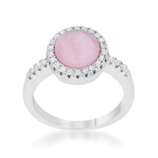 Patricia 0.3ct CZ Pink Cats Eye Rhodium Classic Ring - JGI - Flyclothing LLC