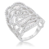 Rosa 1.25ct CZ Rhodium Filigree Cocktail Ring - JGI - Flyclothing LLC