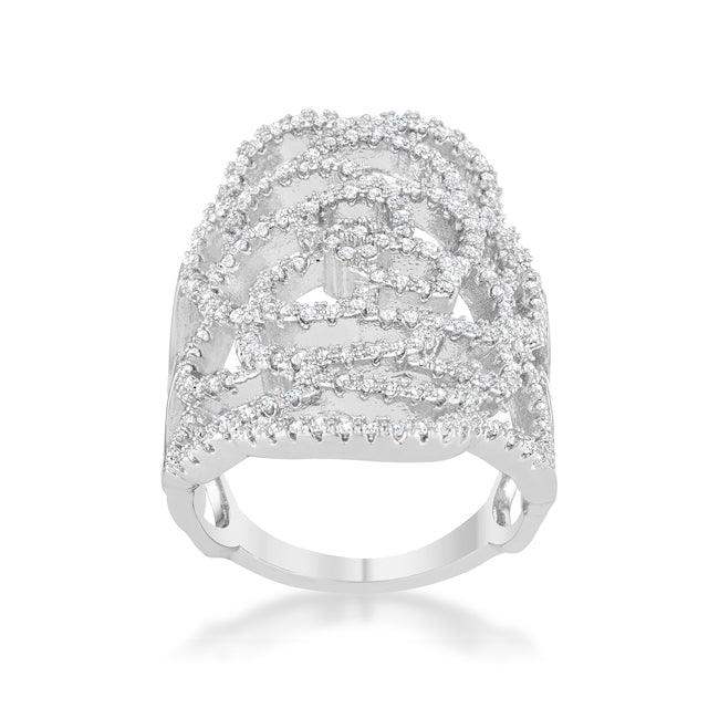 Rosa 1.25ct CZ Rhodium Filigree Cocktail Ring - JGI - Flyclothing LLC