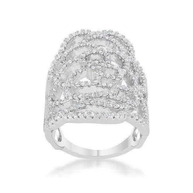 Rosa 1.25ct CZ Rhodium Filigree Cocktail Ring - JGI - Flyclothing LLC