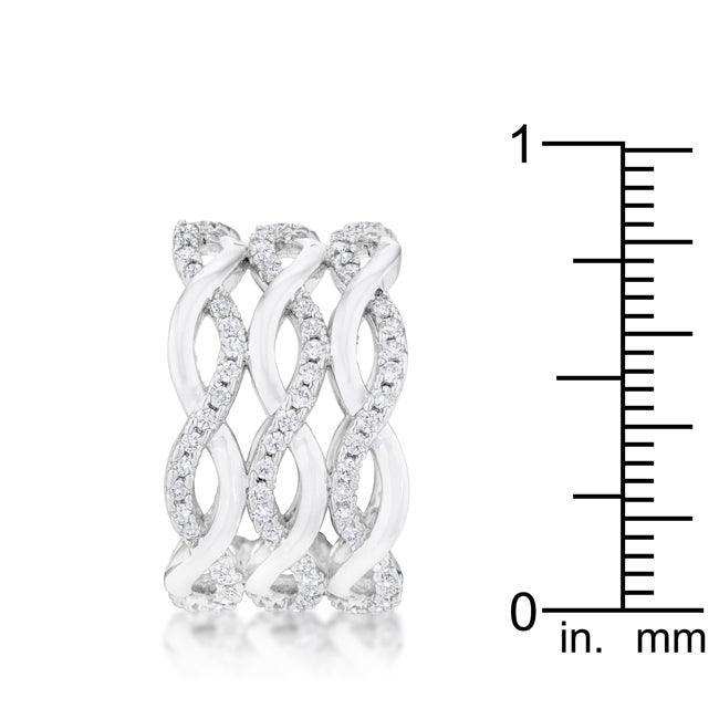 Contemporary 0.88ct CZ Rhodium Twist Wide Cocktail Ring - JGI - Flyclothing LLC